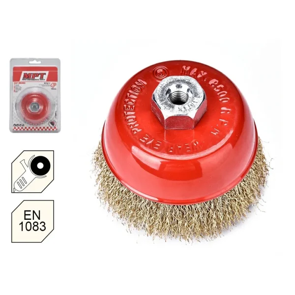 4" Crimped Cup Wire Brush With Nut -M10 - MJ13004-10010